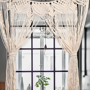

Woven Cotton Rope Living Room Home Window Backdrop Tapestry Decoration Large Wall Hanging Wedding Curtain Macrame Beige