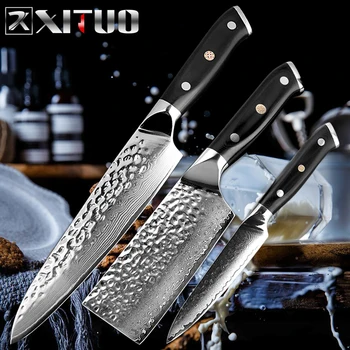

XITUO professional chef knife Damascus steel anti-stick sharp cut fish vegetable and fruit home restaurant cooking kitchen knife
