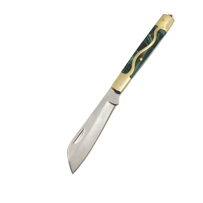 Green Прямая поставка Медная головка складной карманный нож Подарочный нож, нож для фруктов модный нож многофункциональный инструмент - Цвет: Green