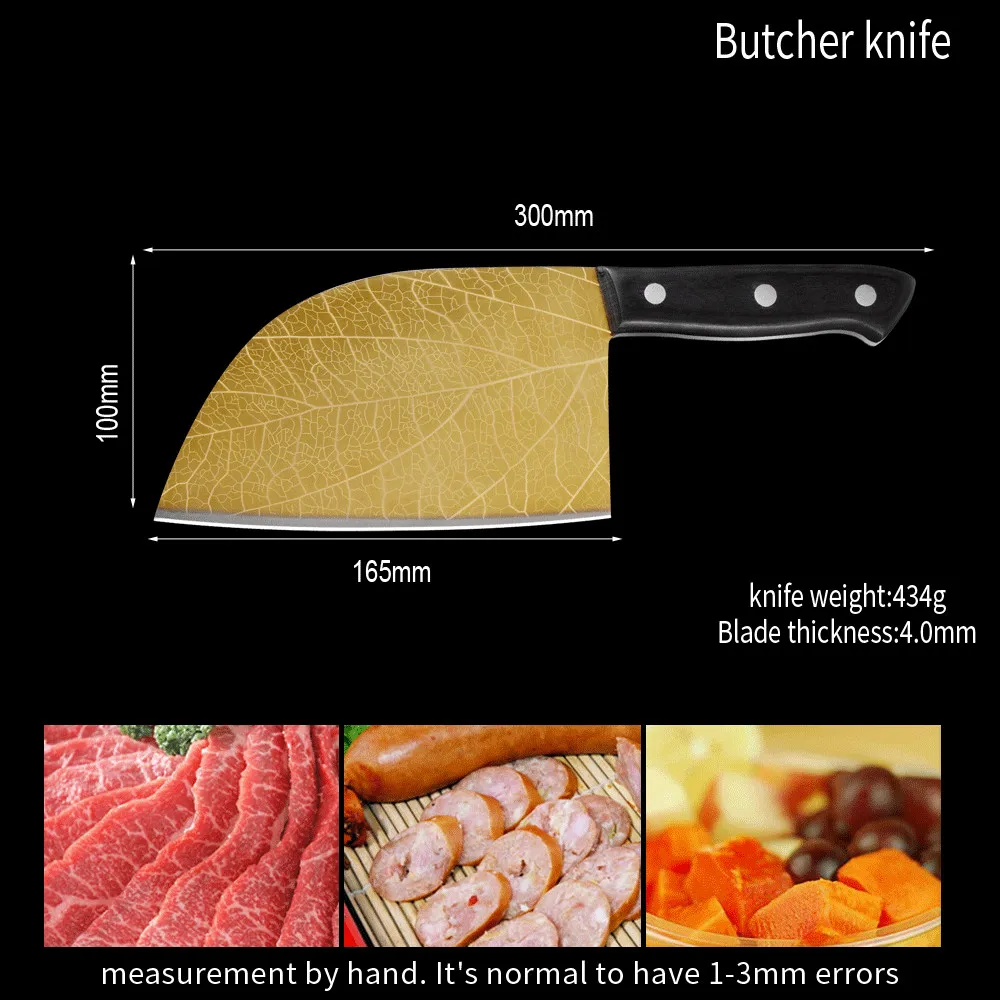 半圆镭射浅色叶纹屠夫刀4CR13英_08