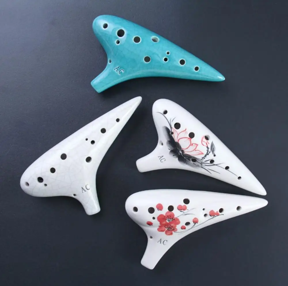 High Quality 12 Holes Ac Ocarina Music Instrument Alto C Flute Blue Good Sound For Beginner