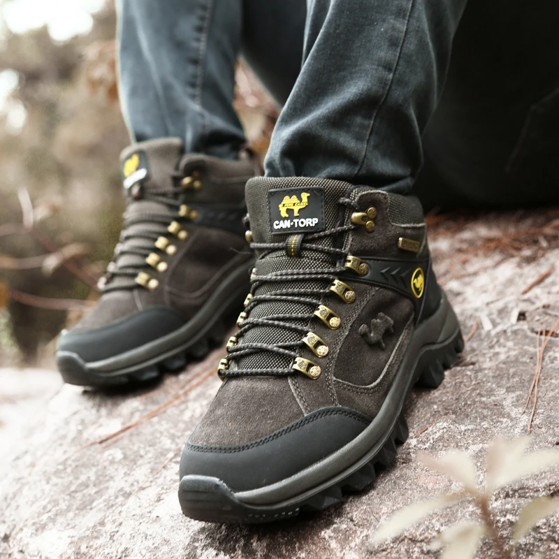 Popular Men Winter Boots Genuine Leather Sneakers For Man Fur Plush Snow Shoes Warm Outdoor Ankle Boots Classic Hiking Footwear