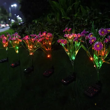 

Outdoor Garden Waterproof Lawn Ground Buried Lamp 2pcs Flower Shape Solar Lights LED Spot Light Garden Path Landscape Lights