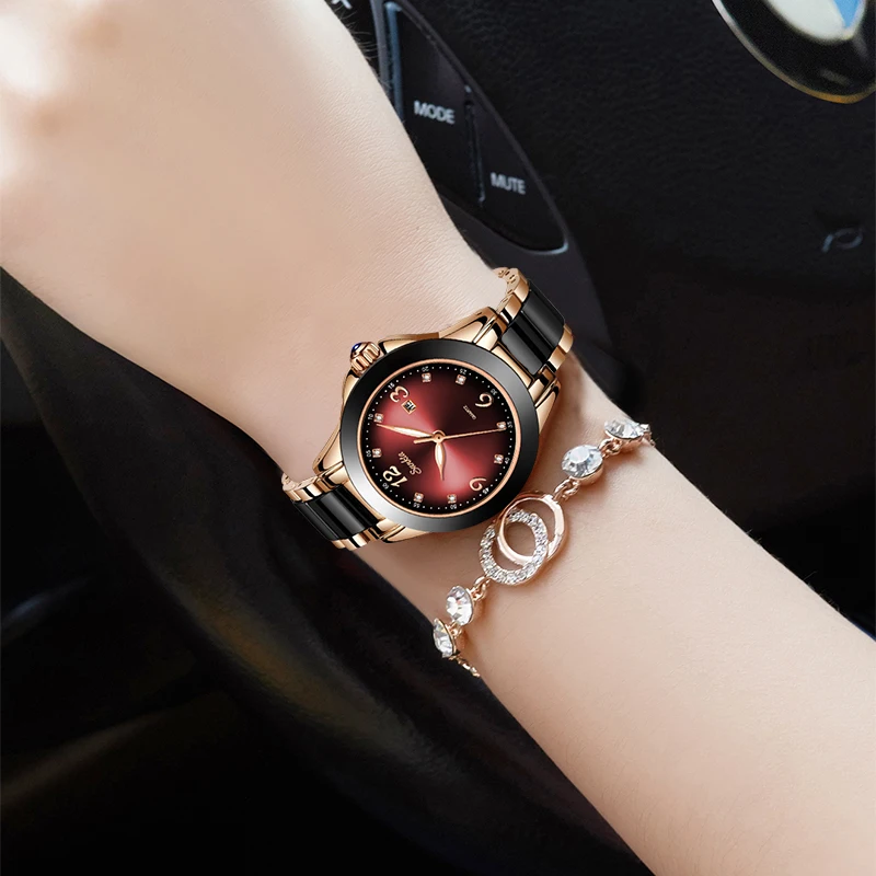 SUNKTA брендовые модные часы женские роскошные керамические и сплав браслет Аналоговые наручные часы Relogio Feminino Montre Relogio часы