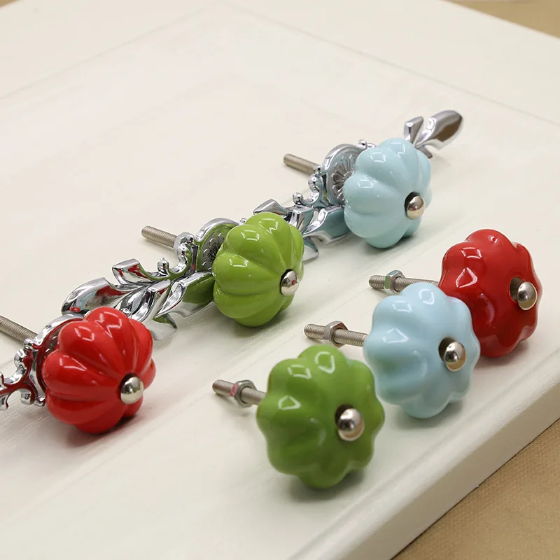 

Hand Painted Porcelain, Blue And White Pumpkin Handle, Knob Cabinet, Drawer, Wardrobe, European Style Rural Through