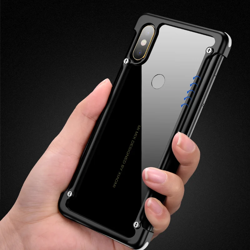 OATSBASF Airbag Bumper Metal Case For Xiaomi Mi Mix 2s Personality Cover for 360 Degree |