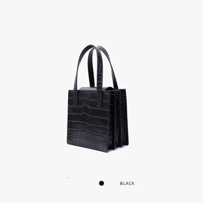 Black Unua amo, женская сумка, роскошная, натуральная кожа, крокодиловый узор, три-пол, на плечо, через плечо, женские сумки - Цвет: Black