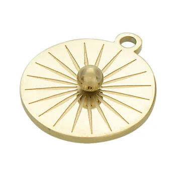 

Miasol 2 Pcs 15mm Golden Plating 316L Stainless Steel Stripe Round Charms Pendants For Diy Jewelry Making