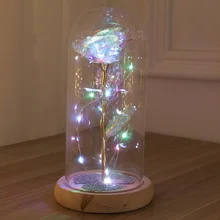 Luz de la bella y la bestia, cubierta de cristal con flor de Rosa, lámpara LED con batería, regalo para mamá de San Valentín, regalo para madre, 2022