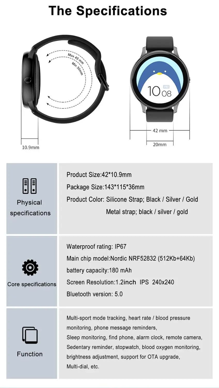 Женские Смарт часы FocusSmart фитнес трекер DT88Pro IP68 пульсометр|Смарт-часы| |