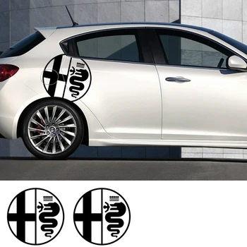 

2Pcs Car Side Door Stickers For Alfa Romeo 159 147 Giulietta Stelvio MITO 156 Giulia Sportiva Vinyl Film Decals Car Accessories