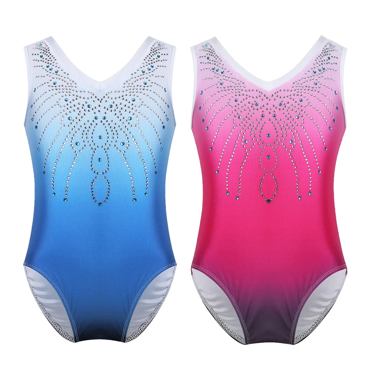 Ballerina Dance Leotards Kids Girls Shiny Rhinestone Rhythmic Gymnastics Leotard Skating Costumes