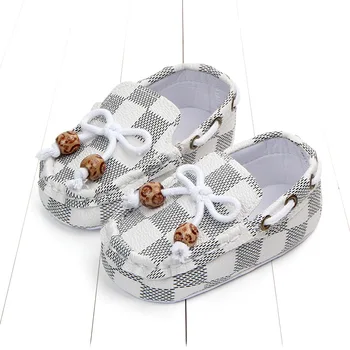 New fashion high quality newborn baby boy shoes moccasins Patch Slip-On plaid casual new born infant toddler baby girl shoes 1