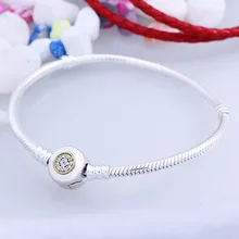 Двухцветный браслет-цепочка в виде змеи MOMEMTS, подходит для бусины из стерлингового серебра 925, Браслет-Шарм, ювелирные изделия из Европы Diy