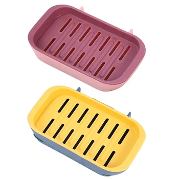 

2 Pcs Soap Holders Soap Racks Drainage Boxes Soap Containers Simple Punch-free Durable Practical Storage Boxs Storage Cases for