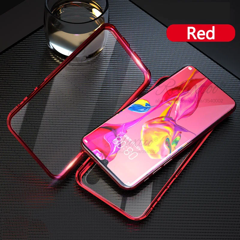 Red Чехол с магнитной адсорбцией для huawei p30 lite pro двусторонний чехол из закаленного стекла для телефона на p 30 p30lite металлический бампер - Цвет: Red