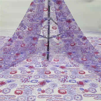 

Nigerian african lace fabrics 5yards French Net Tulle Fabric Embroidery Lace Swiss Fabric Sequins net lace wedding dress