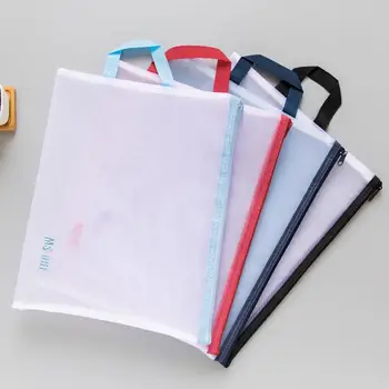 

10PCS Fashion Mesh Papers Data Test Document Organizer Transparent Zipper File Bag Folder