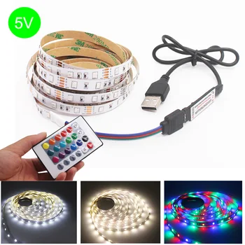 

USB LED Strip Lamp SMD2835 DC5V 1M 2M 3M 4M 5M With Switch Flexible LED Light Tape Ribbon TV Desktop Screen Background Lighting