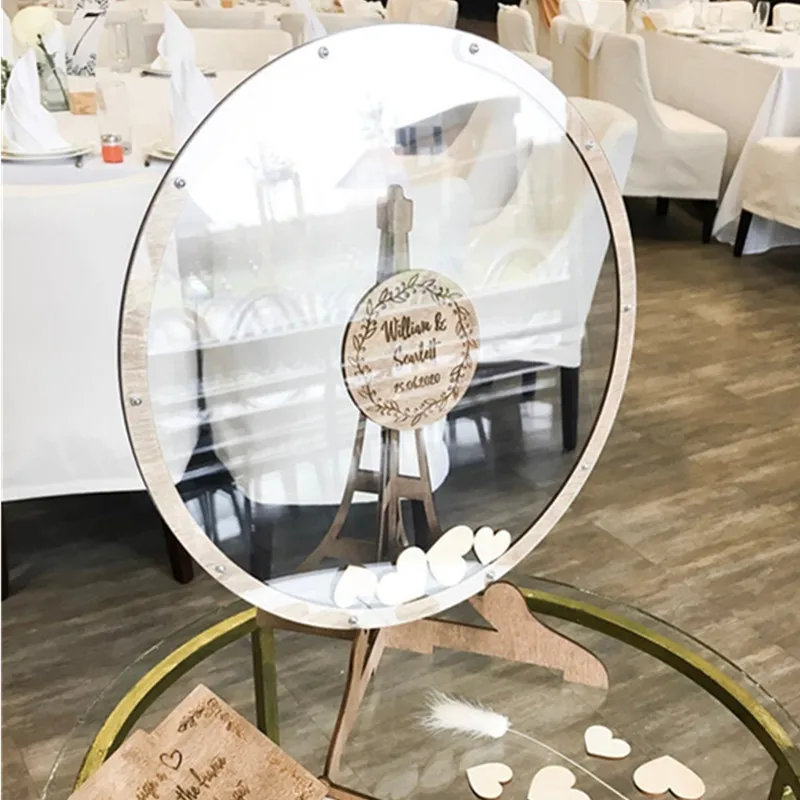 transparent heart Alternative Wedding Guest Book, Alternative Wood Wedding Decor-Guest Book Sign-GuestBook
