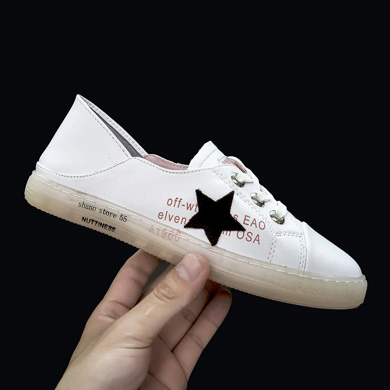

Genuine Leather Double Purpose Low-Cut White Shoes Women's 2019 New Style Flat Casual Korean-style Driving Pregnant Women Studen
