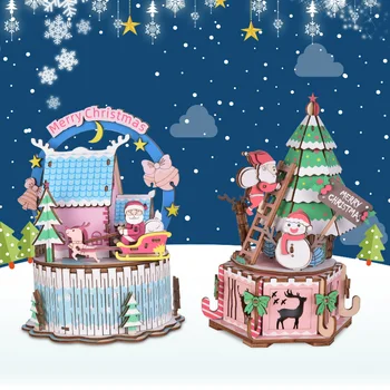 

Doll house Furniture Wooden Assemble Miniature DIY DollHouse Music Box Kit Toy Best Christmas Birthday Gift For Children Girl