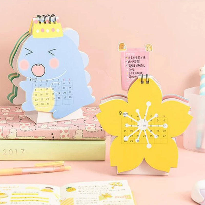 

Novelty Cartoon Animal and Flower Shaped 2020 Mini Desktop Paper Calendar for Daily Weekly Yearly Scheduler Agenda Organizer