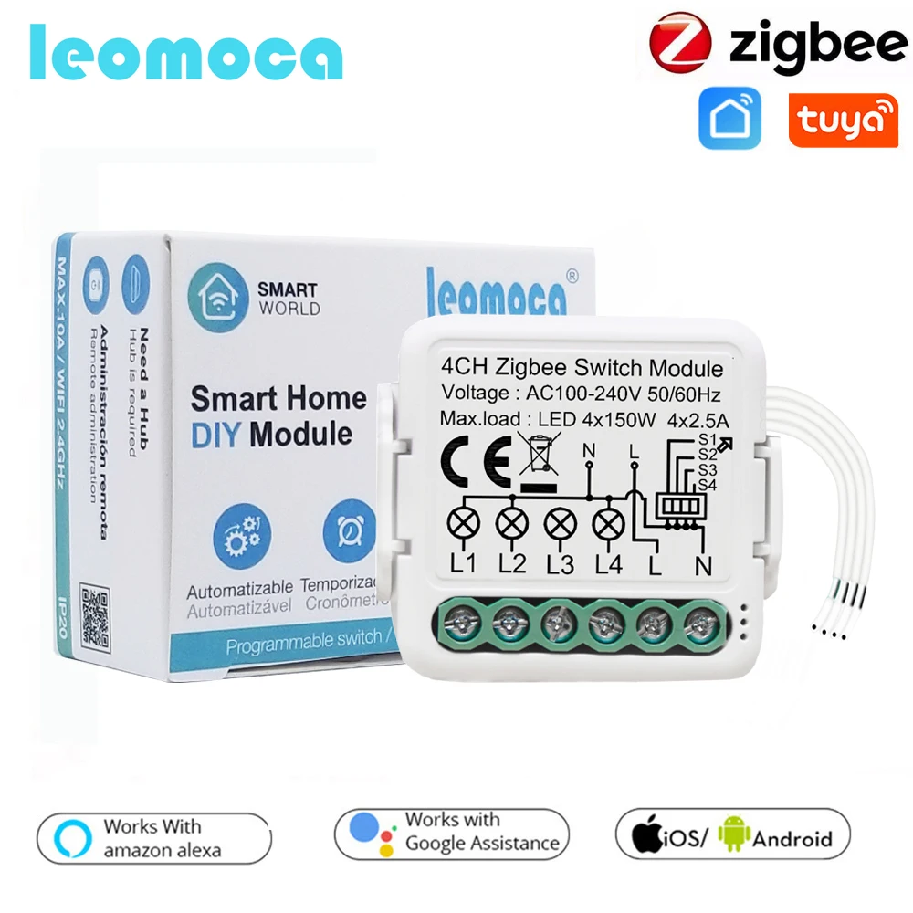 Модуль переключателя Zigbee tuya 3/4 клавиши 110-240 В | Обустройство дома