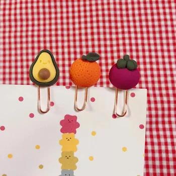 

1 Pcs Lovely Fruits Avocado Orange Mangosteen Bookmarks Metal Paper Photo Memo Ticket Binder Clips Office School Stationery Gift