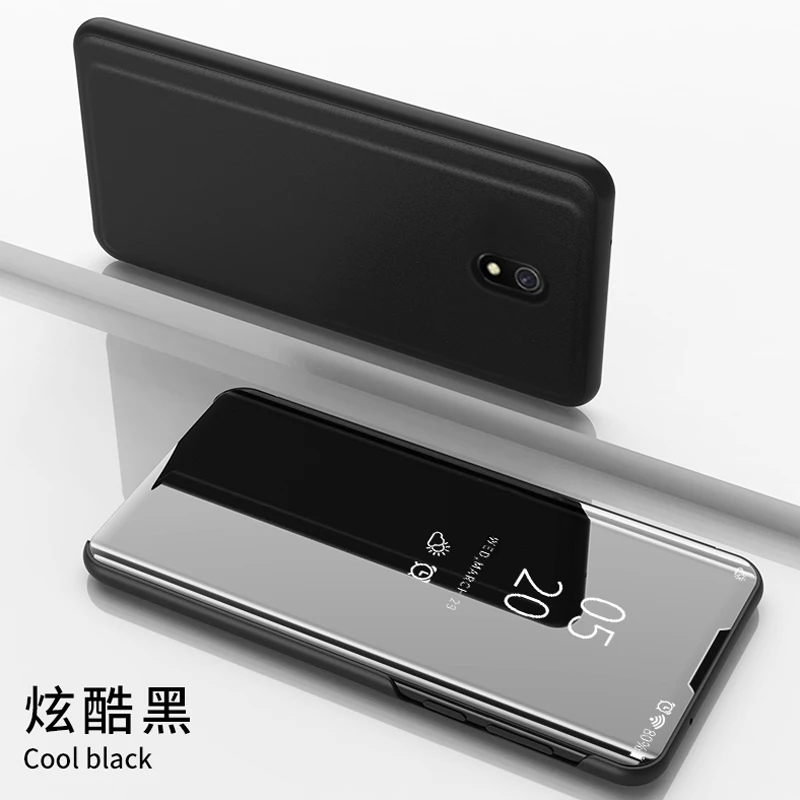 Black Для Xiaomi Redmi 8A Redmi 8 чехол роскошный зеркальный флип-чехол для телефона полная защита для Redmi Note 8 Pro Note 8 чехол противоударный - Цвет: Black