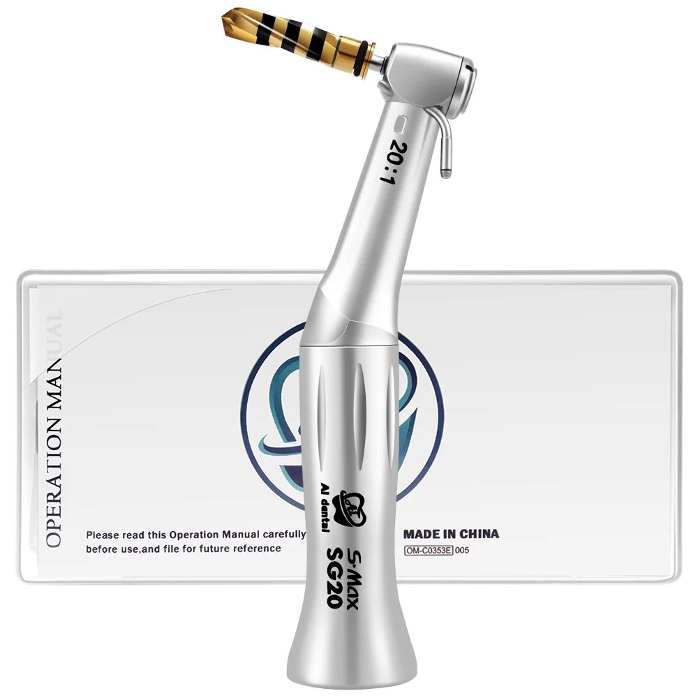 

20:1 reduction low speed contra angle irrigation system push type dental handpiece without optic for dental implant surgery