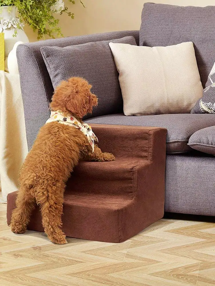 Pet Dog Stairs 3/4 Steps Stairs For Small Dog Cat Pet Ramp Ladder Anti-slip Removable Dogs Bed Stai