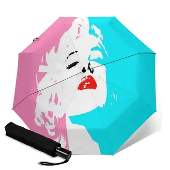 

Marilyn Monroe and skull creative men's and women's automatic three fold umbrella rainy day colorful fashion umbrella