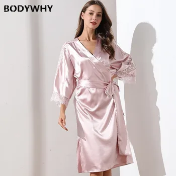 

Pajamas Female Simulation Silk Nightgown Ladies Lace Lace Sexy Pajamas Home Nightgown Clothes Sexy Robe