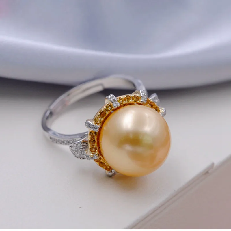 With pink pearl MeiBaPJ Высокое качество большое кольцо с натуральным пресноводным жемчугом 925 пробы Серебряное регулируемое кольцо для женщин хорошее свадебное ювелирное изделие - Цвет камня: With pink pearl