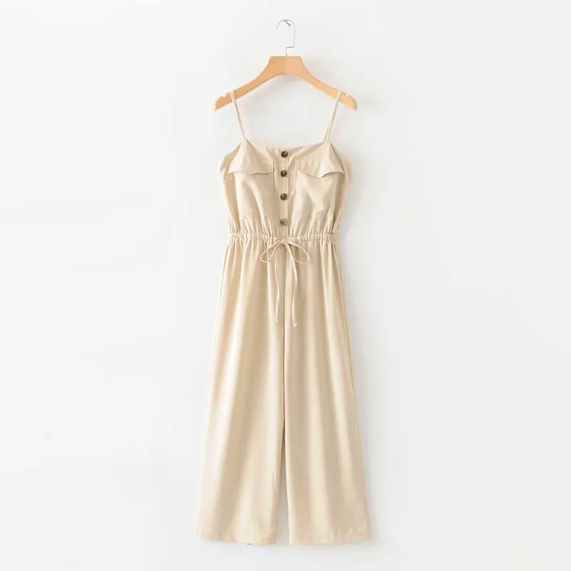 

Western Style 2019 Summer New Style WOMEN'S Dress Versitile Fashion Slim Fit Explicit Tall Waist Drawstring Pocket-Accent One-pi