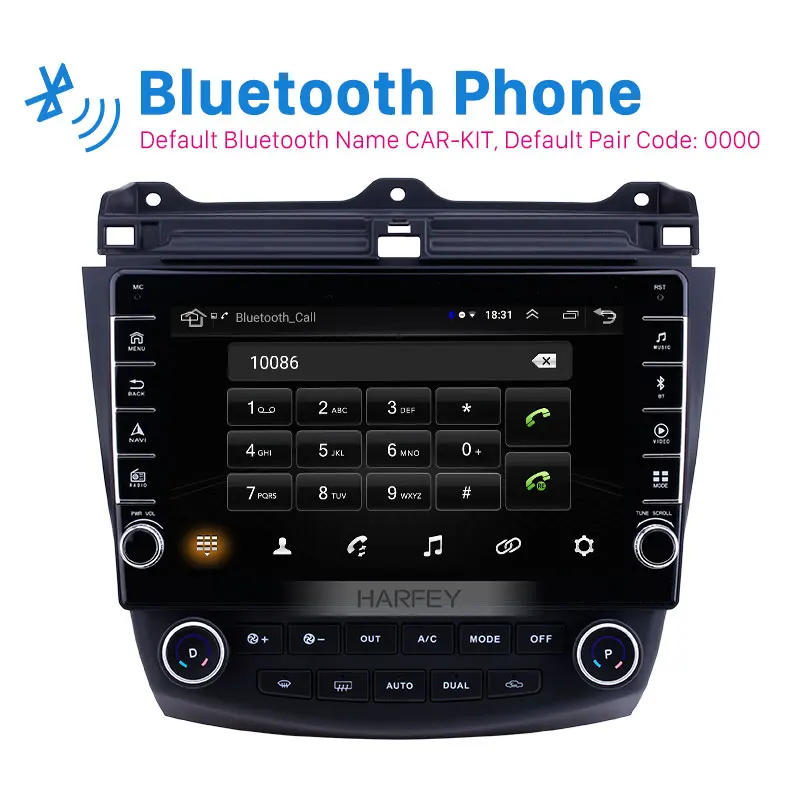 Автомагнитола Harfey с сенсорным экраном 10 1 дюйма Android 9 GPS Bluetooth HD для Honda Accord 7 2003
