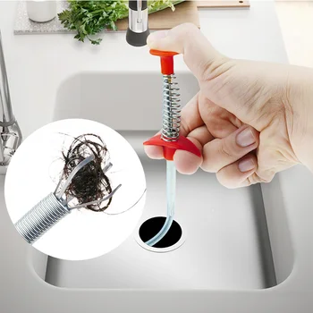 

24.4 Inch Spring Pipe Dredging Tools, Drain Snake, Drain Cleaner Sticks Clog Remover Cleaning Tools Household for Kitchen Sink