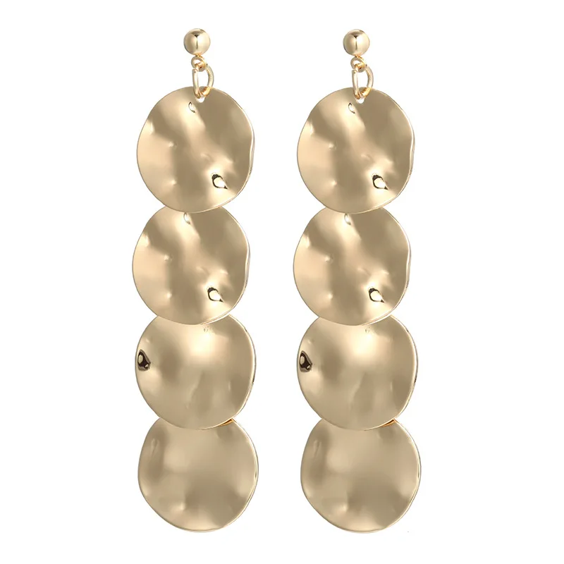 Fashion Exaggerated Earrings for Women Geometric Multilayer Metal Disc Irregular Personality Simple | Украшения и аксессуары