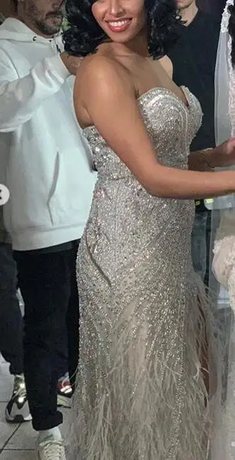 Роскошные свадебные платья Русалка Vestidos De Festa largos Elegantes de Dala перья бисер свадебное платье Сплит свадебное платье es