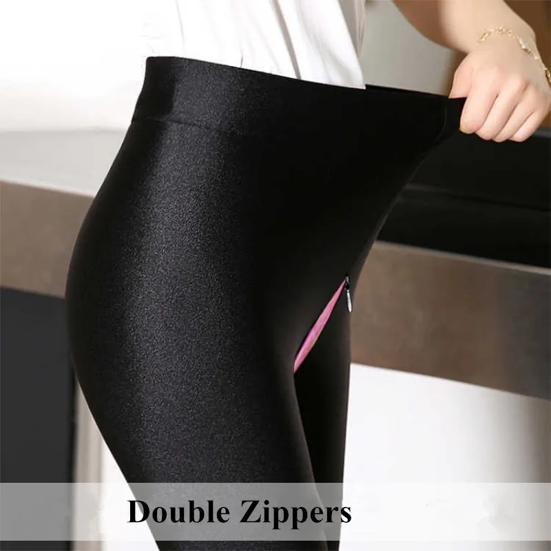 

Outdoor Sex Trousers Women Invisible Zipper Open Croch Black Leggings Tights Stretch Sexy Hot Crotchless Pants Clothes 4 Season