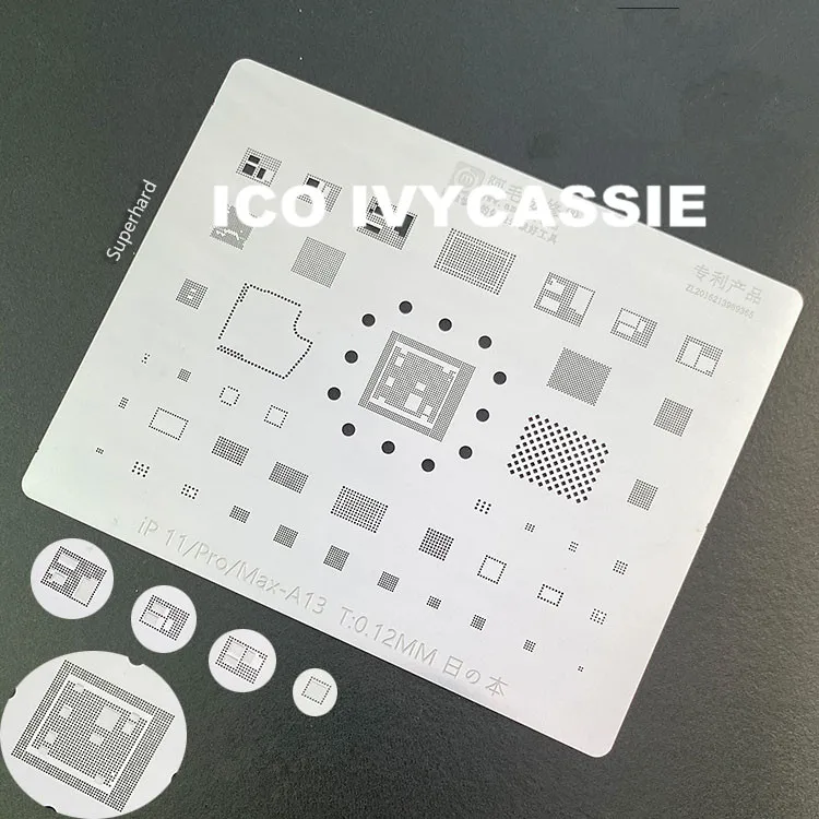 

For iPhone 11/Pro/Max BGA Stencil Reball A13 CPU RAM Nand Flash IC Chip Pins Solder Tin Plant Net 0.10mm Thickness Heat Template