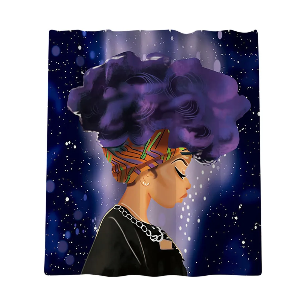 Ouneed 4PCS African explosion head Printd Bathroom Shower Curtains sets Non Slip waterproof Toilet Shower curtains Cover Mat set