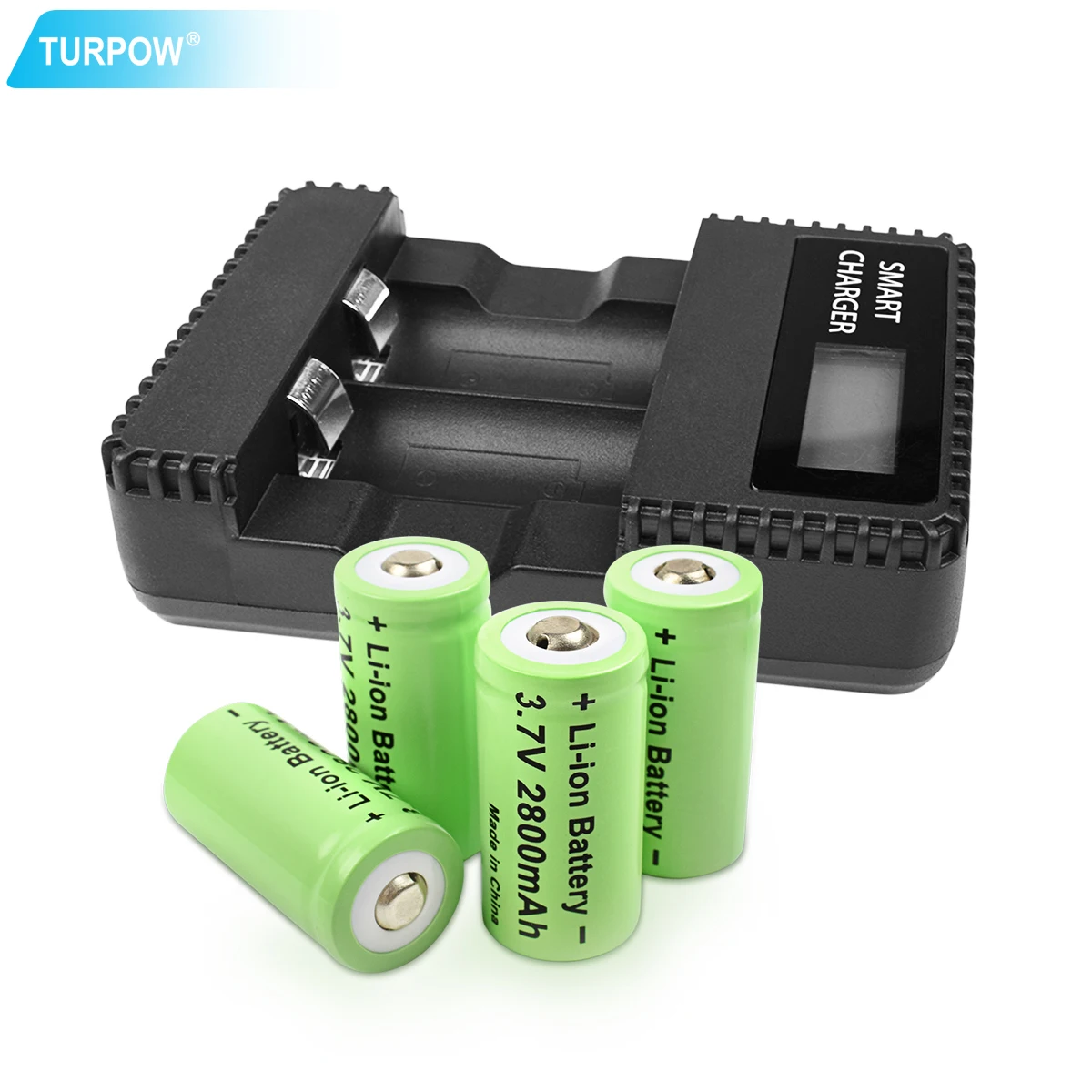 

turpow CR 123A CR17345 KL23a VL123A DL123A 5018LC 4PCS 3.7V Li-ION Battery 16430 AND LCD charger Dry Primary Batter For LED Flas