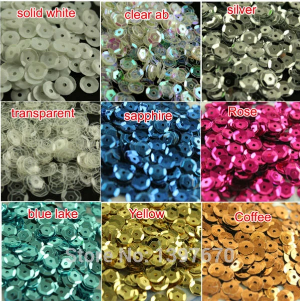 1200pcs 6mm Glitter Round Loose PVC Sequins Paillettes Crafts for Sewing  Decoration DIY Clothes Accessories Sequin for Art Rhinestones 