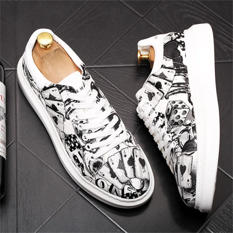 HipHop Punk Graffiti Men Sneakers Web Celebrity Platform Shoes Male Height Increasing Flats Trainers Zapatillas Hombre HipHop Punk Graffiti Men Sneakers Web Celebrity Platform Shoes Male Height Increasing Flats Trainers Zapatillas Hombre