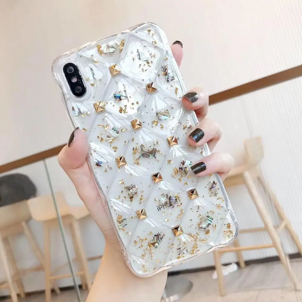 Bling Glitter diamond gold foil Phone Cases For iphone 11 Pro XS Max XR X 8 7 6 6S Plus Transparent Soft TPU Back Cover case |