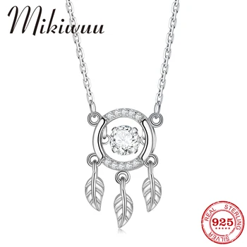 

Fashion 925 Sterling Silver Shiny Crystal Necklace Dreamcatcher Fine Pendant Necklace Silver 925 Chain Necklace Femme Jewelry