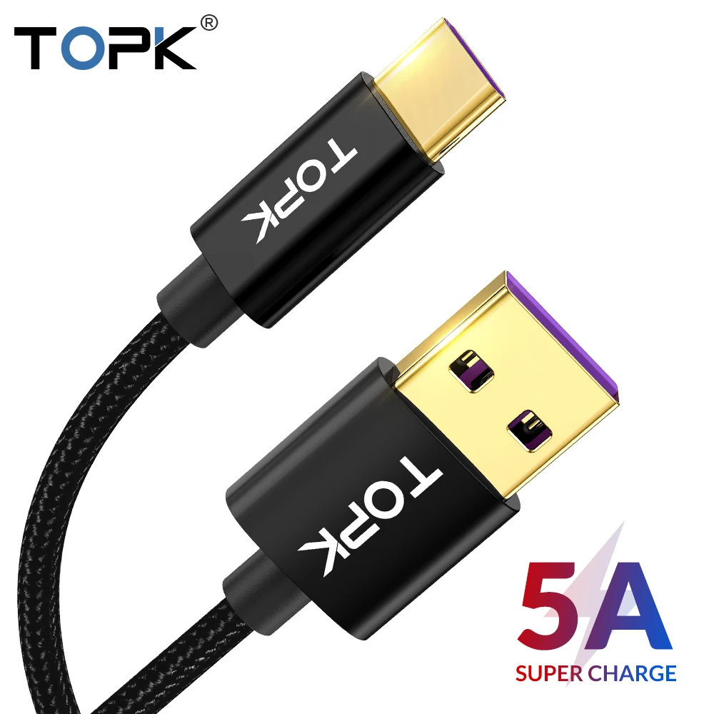 

TOPK USB Type C 5A Cable Quick Charge Cable USB Type-C for Huawei Mate 20 P20 pro lite Fast Charger USB-C for Samsung S9 S8 Plus