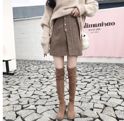 Skirt Свитер женский осень зима корейский стиль Винтажное с рукавами-фонариками вязаный пуловер женские Топы Трикотаж mujer - Цвет: Skirt